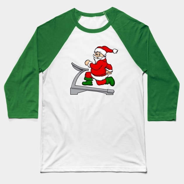 funny treadmill santa claus funny christmas Baseball T-Shirt by gossiprag